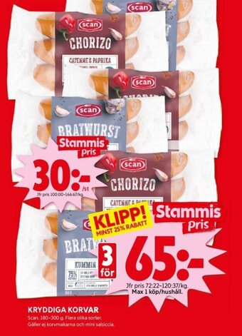 ICA Kvantum KRYDDIGA KORVAR Scan. 180-300 g. erbjuda