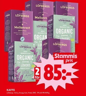 ICA Kvantum KAFFE Löfbergs. 450 g. erbjuda