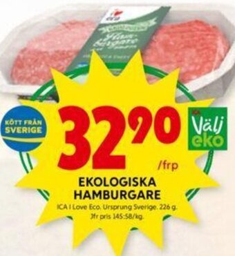 ICA Kvantum EKOLOGISKA HAMBURGARE erbjuda