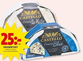 ICA Kvantum DESSERTOST Castello, 125-150 g erbjuda