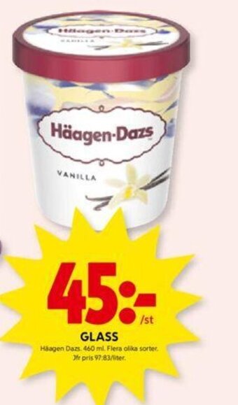 ICA Kvantum GLASS Häagen Dazs, 460 ml. erbjuda