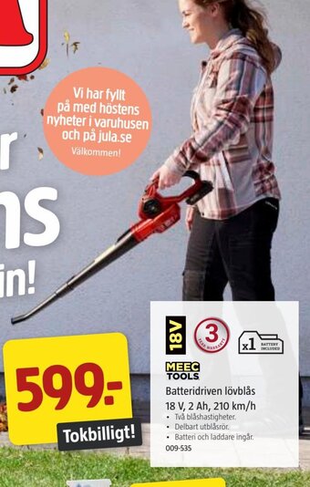 Jula MEEC TOOLS Batteridriven lövblås erbjuda