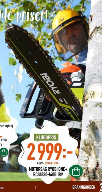 Granngården Ryobi kedjesåg erbjuda