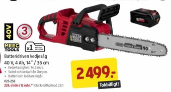 Jula Batteridriven kedjesåg 40 V, 4 Ah, 14" / 36 cm erbjuda