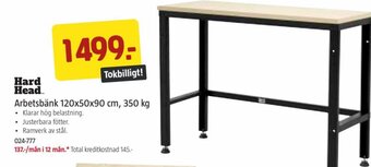 Jula Arbetsbänk 120x50x90 cm, 350 kg erbjuda