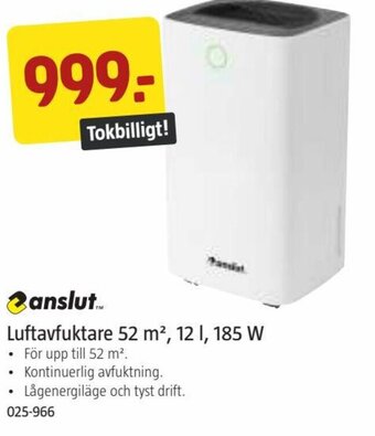 Jula Luftavfuktare 52 m², 12 I, 185 W erbjuda