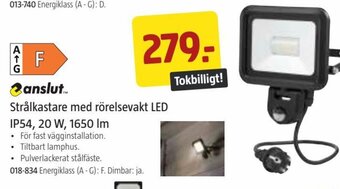 Jula Strålkastare med rörelsevakt LED IP54, 20 W. 1650 lm erbjuda