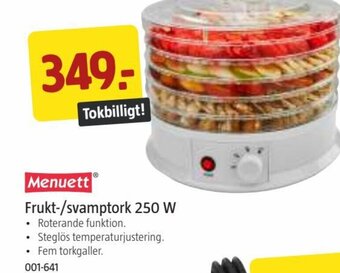 Jula Frukt-/svamptork 250 W erbjuda