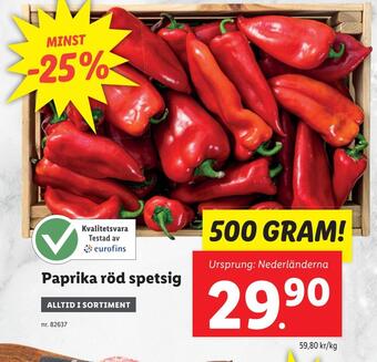 Lidl Paprika röd spetsig erbjuda