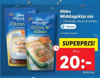 Lidl Abba middagsklar sås erbjuda