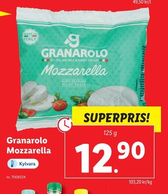 Lidl Granarolo mozzarella erbjuda