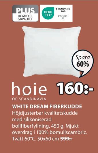 JYSK White dream fiberkudde erbjuda