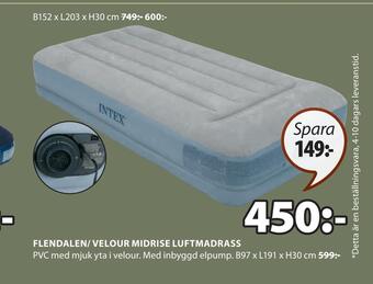 JYSK Flendalen/ velour midrise luftmadrass erbjuda