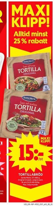 ICA Maxi Santa maria tortillas erbjuda