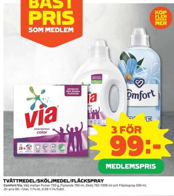 TVÄTTMEDEL/SKÖLJMEDEL/FLÄCKSPRAY Comfort/Via