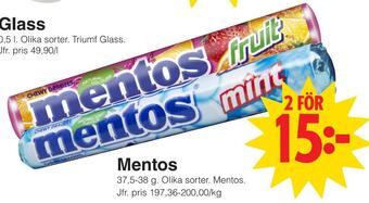 Matöppet Mentos erbjuda