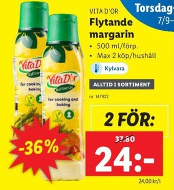 Lidl VITA D'OR Flytande margarin erbjuda