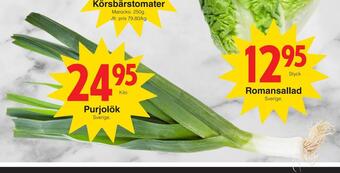 Matöppet Purjolök erbjuda