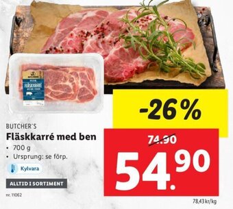 Lidl BUTCHER'S Fläskkarré med ben erbjuda