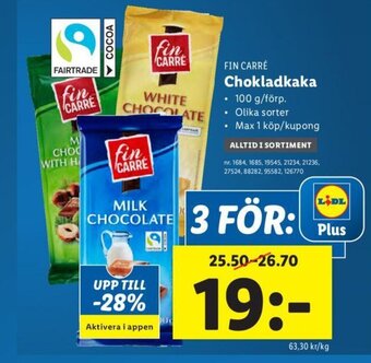 Lidl FIN CARRÉ Chokladkaka erbjuda