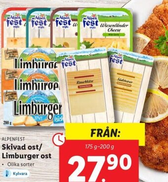 Lidl ALPENFEST Skivad ost/ Limburger ost erbjuda
