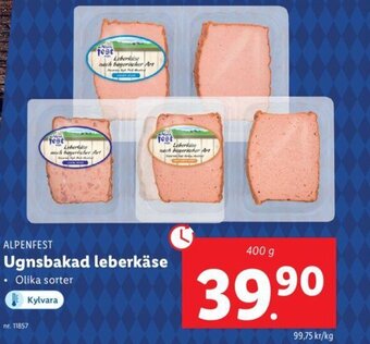 Lidl ALPENFEST Ugnsbakad leberkäse erbjuda