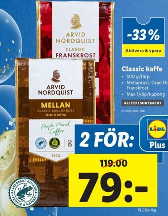 Lidl Classic kaffe erbjuda