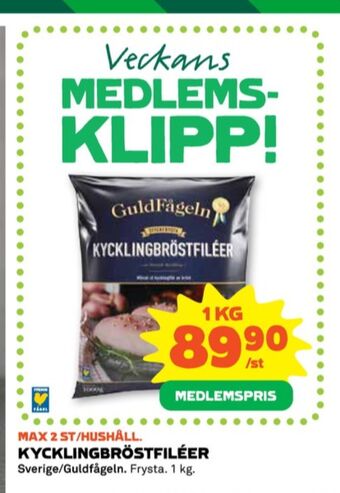 Coop Guldfågeln kycklingbröstfilé erbjuda