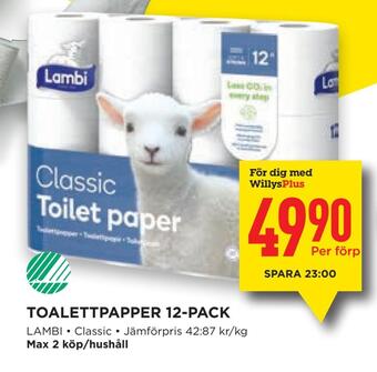 Willys Toalettpapper 12-pack erbjuda