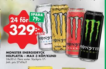 ÖoB Monster energidryck helplatta - max 3 köp/kund erbjuda