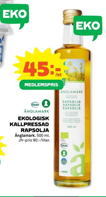 Coop Ekologisk kallpressad rapsolja erbjuda