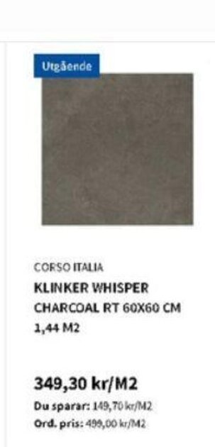 Bauhaus CORSO ITALIA KLINKER WHISPER CHARCOAL RT 60X60 CM 1,44 M2 erbjuda