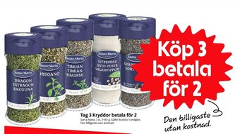 ICA Nära Tag 3 Kryddor betala för 2 Santa Maria erbjuda