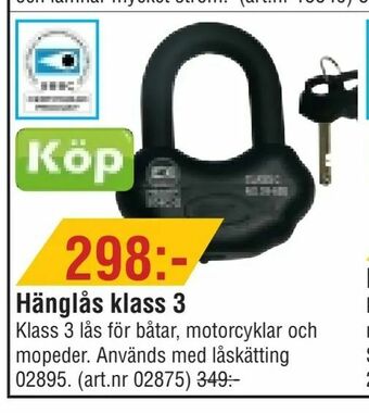 Erlandsons Brygga Hänglås klass 3 erbjuda