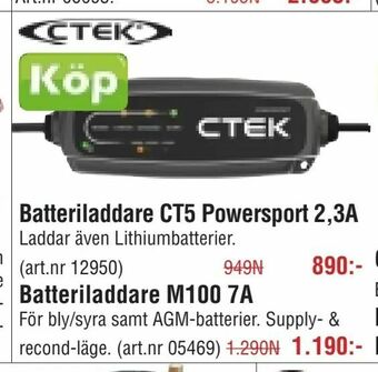 Erlandsons Brygga Batteriladdare CT5 Powersport 2,3A erbjuda