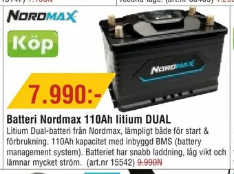 Erlandsons Brygga Batteri Nordmax 110Ah litium DUAL erbjuda