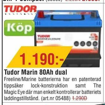 Erlandsons Brygga Tudor Marin 80Ah dual erbjuda
