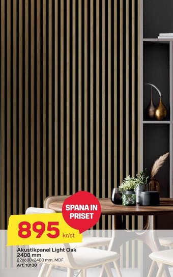 Byggmax Akustikpanel Light Oak 2400 mm erbjuda