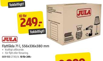 Jula Flyttlåda 71 l, 556x336x380 mm erbjuda