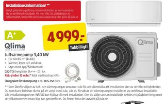 Jula Qlima värmepump erbjuda