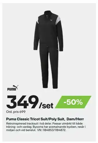 XXL Puma Classic Tricot Suit/Poly Suit, Dam/Herr erbjuda
