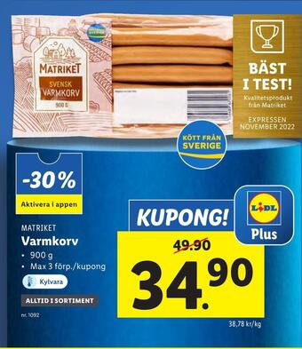Lidl Varmkorv erbjuda