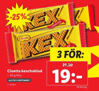 Lidl Cloetta kexchoklad erbjuda