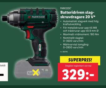 Lidl Batteridriven slagskruvdragare 20 v erbjuda
