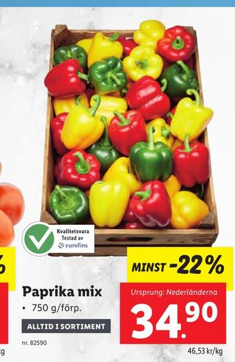 Lidl Paprika mix erbjuda