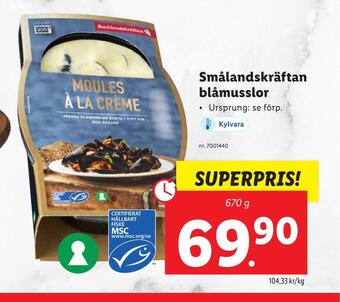 Lidl Smålandskräftan blåmusslor erbjuda