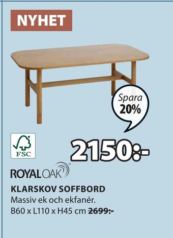 JYSK Klarskov soffbord erbjuda