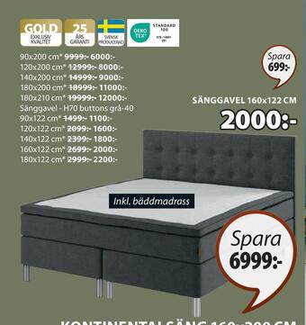 JYSK Sänggavel 160x122 cm erbjuda