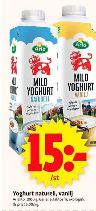 ICA Supermarket Yoghurt naturell, vanilj Arla erbjuda