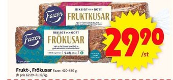 ICA Supermarket Frukt-, Frökusar Fazer. 420-480 g. erbjuda
